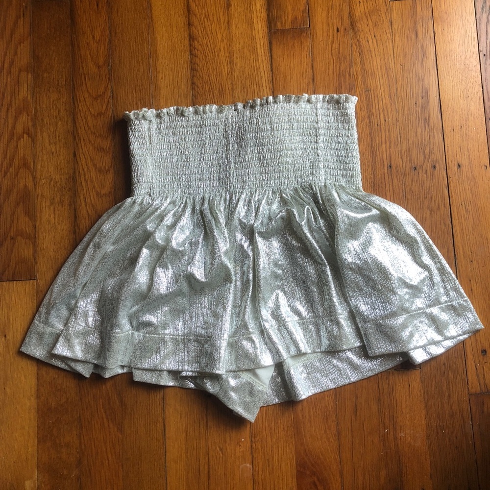 Queen of Sparkles Silver Glitter Swing Shorts New with Tags